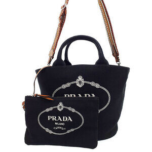 Prada Canapa Logo Convertible Shopping 2way Tote canvas Black